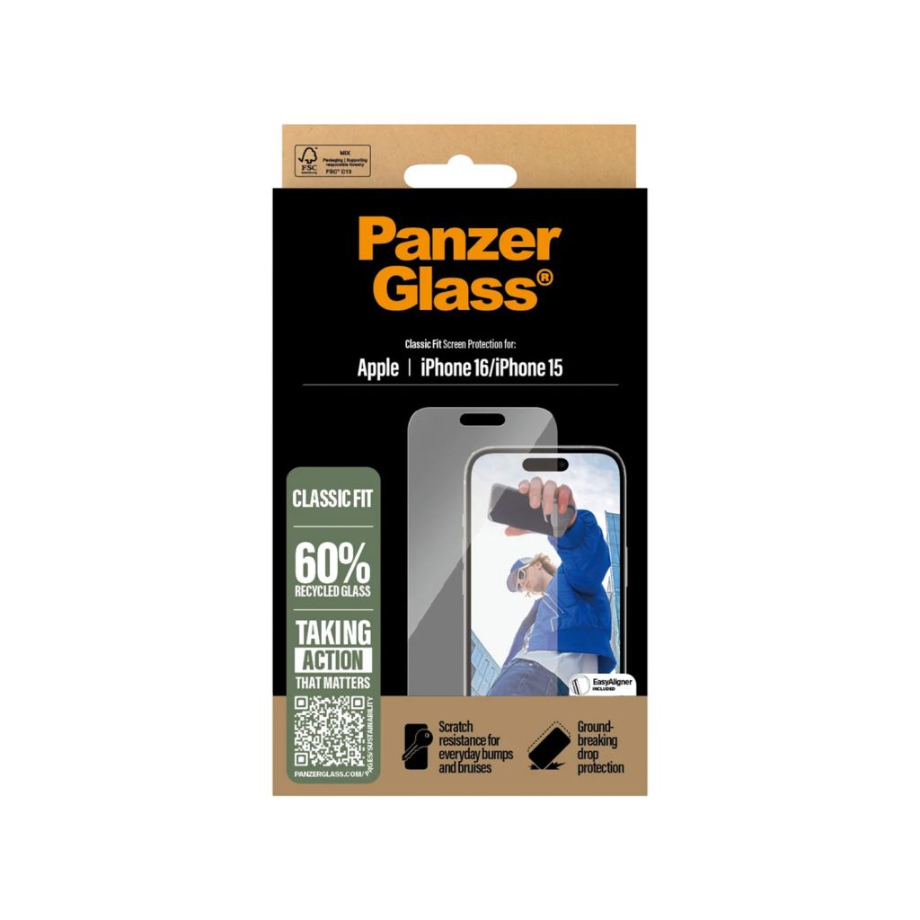 PanzerGlass Anti-Bacterial Screenprotector Apple iPhone 16