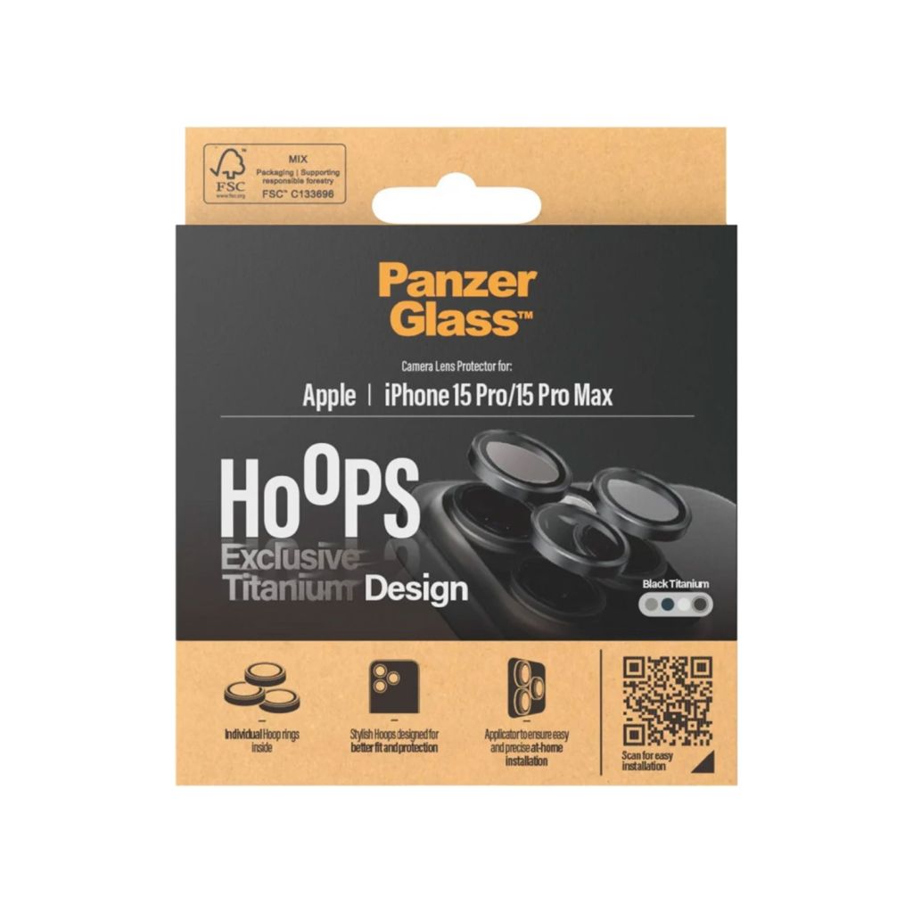 PanzerGlass Camera Protector Hoop Optic Rings Apple iPhone 15 Pro / 15 Pro Max - Black Titanium