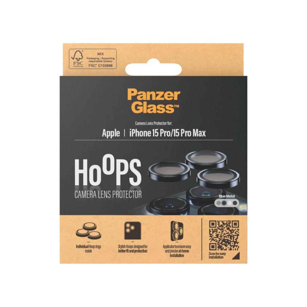 PanzerGlass Camera Protector Hoop Optic Rings Apple iPhone 15 Pro / 15 Pro Max - Blue Metal