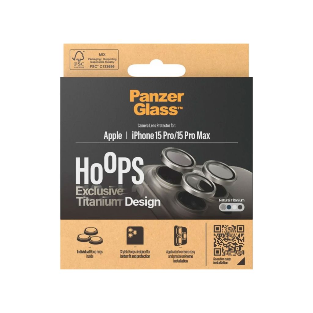 PanzerGlass Camera Protector Hoop Optic Rings Apple iPhone 15 Pro / 15 Pro Max - Natural Titanium