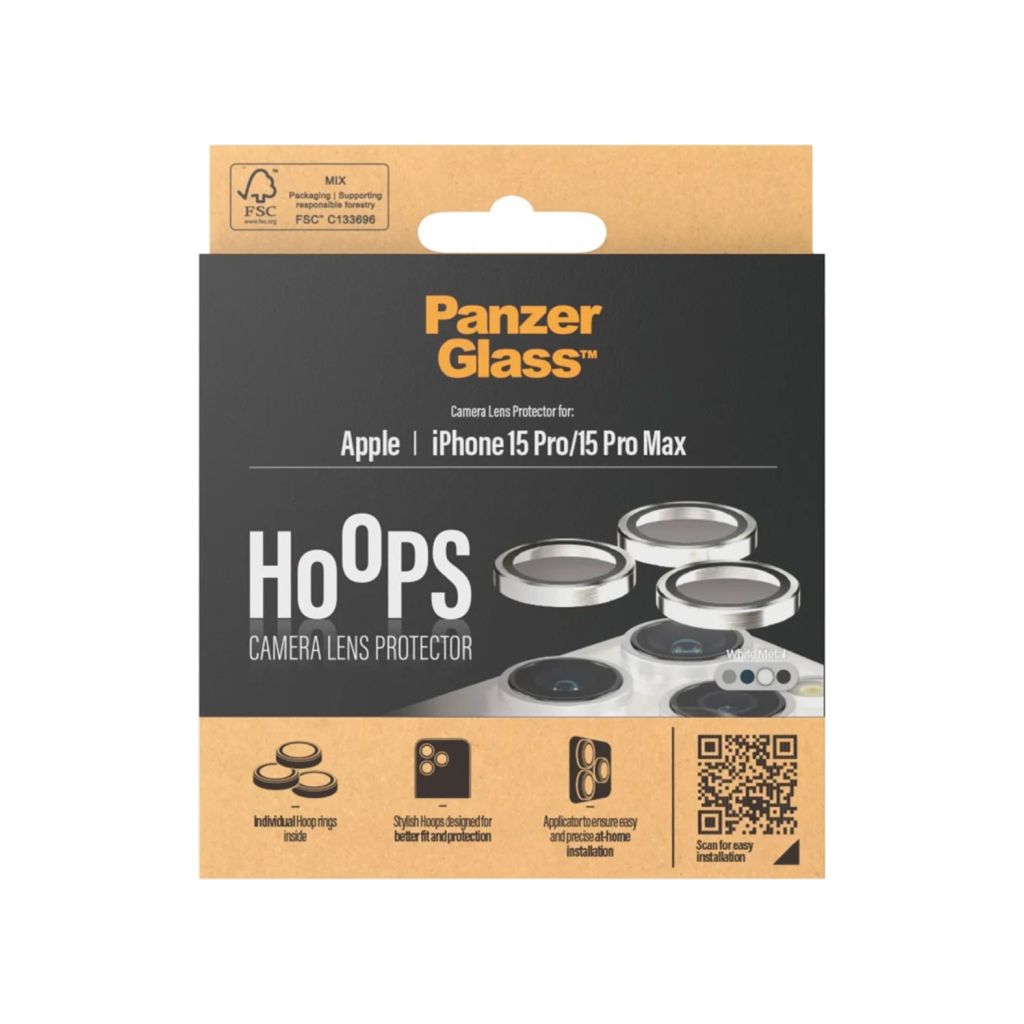 PanzerGlass Camera Protector Hoop Optic Rings Apple iPhone 15 Pro / 15 Pro Max - White Metal