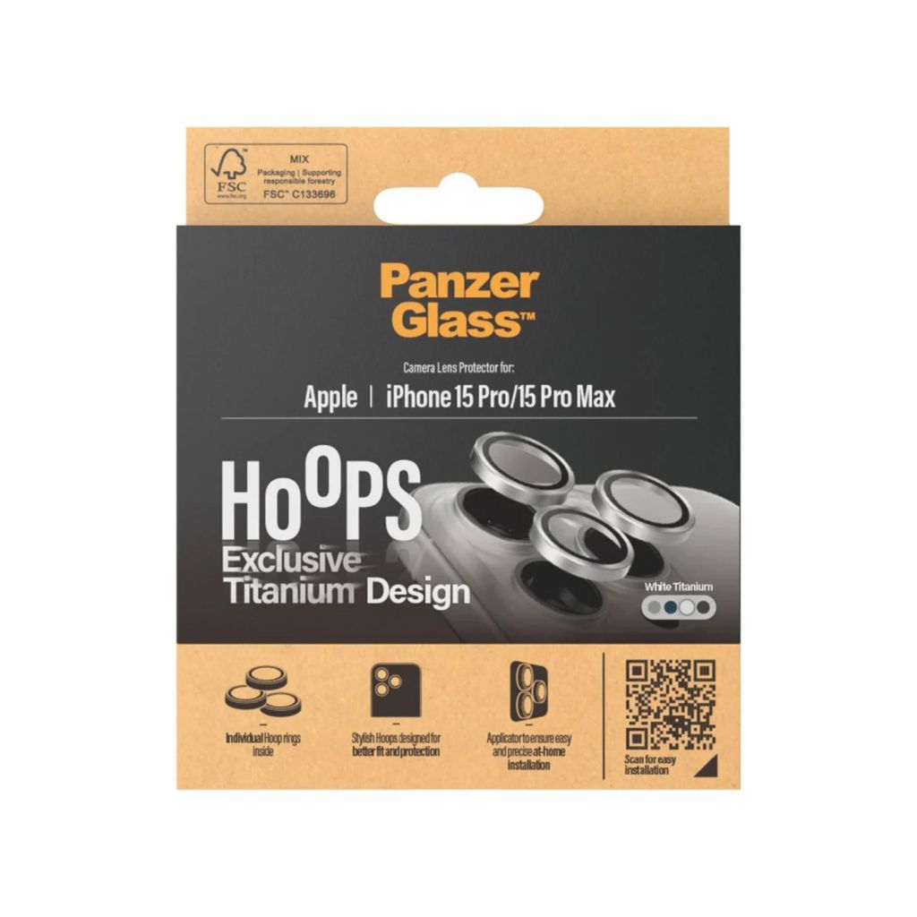 PanzerGlass Camera Protector Hoop Optic Rings Apple iPhone 15 Pro / 15 Pro Max - White Titanium