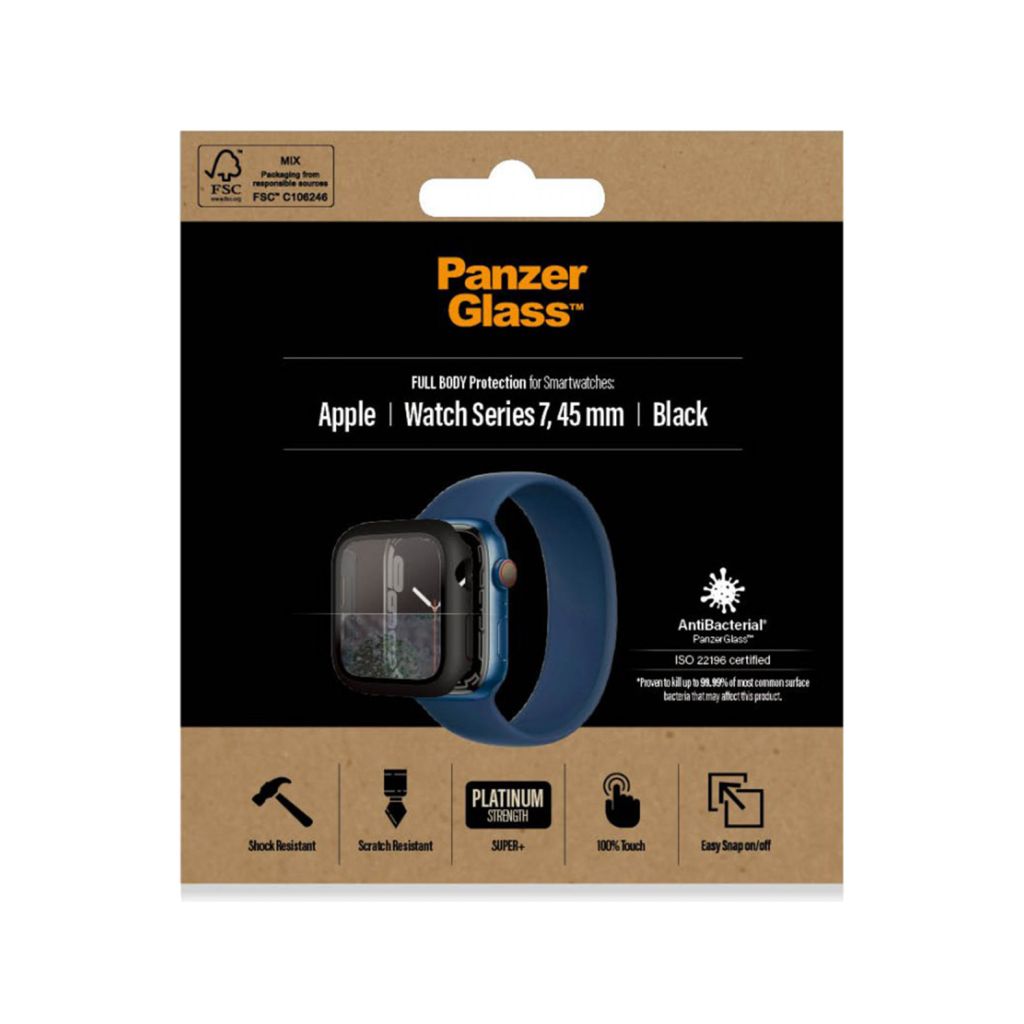 PanzerGlass Full Body Case Apple Watch Series 7 / 8 / 9 (45 mm) - Zwart