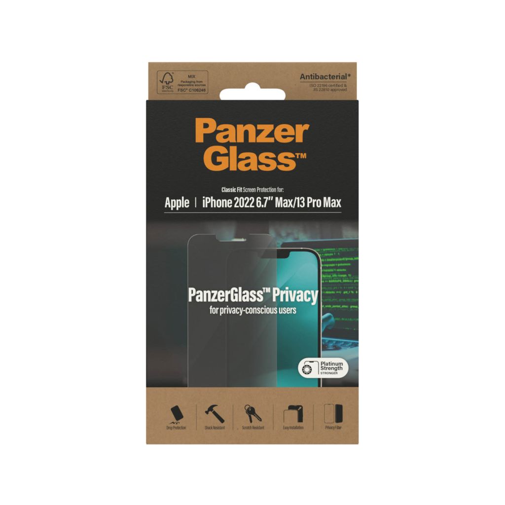 PanzerGlass Privacy Anti-Bacterial Screenprotector Apple iPhone 14 Plus / 13 Pro Max