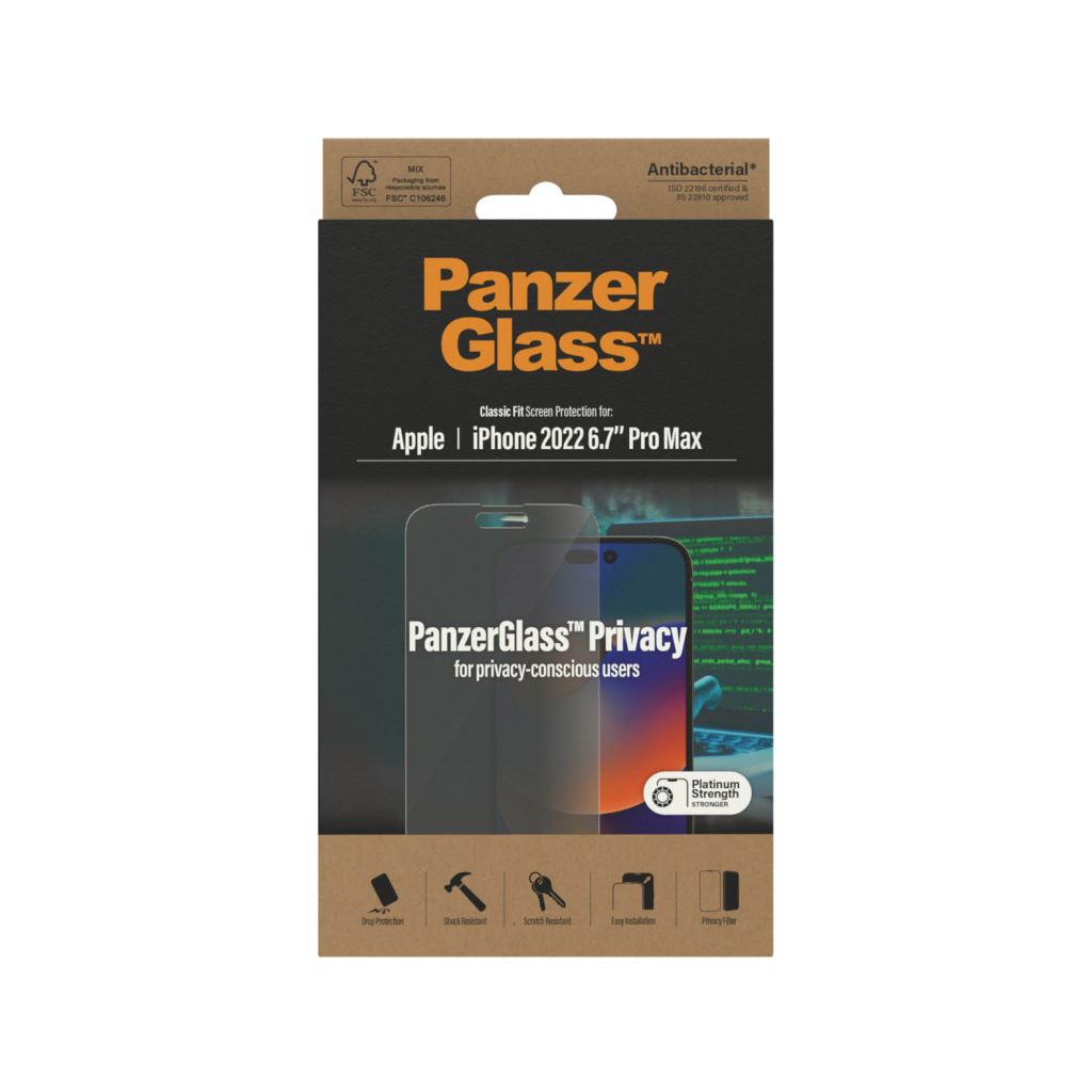 PanzerGlass Privacy Anti-Bacterial Screenprotector Apple iPhone 14 Pro Max
