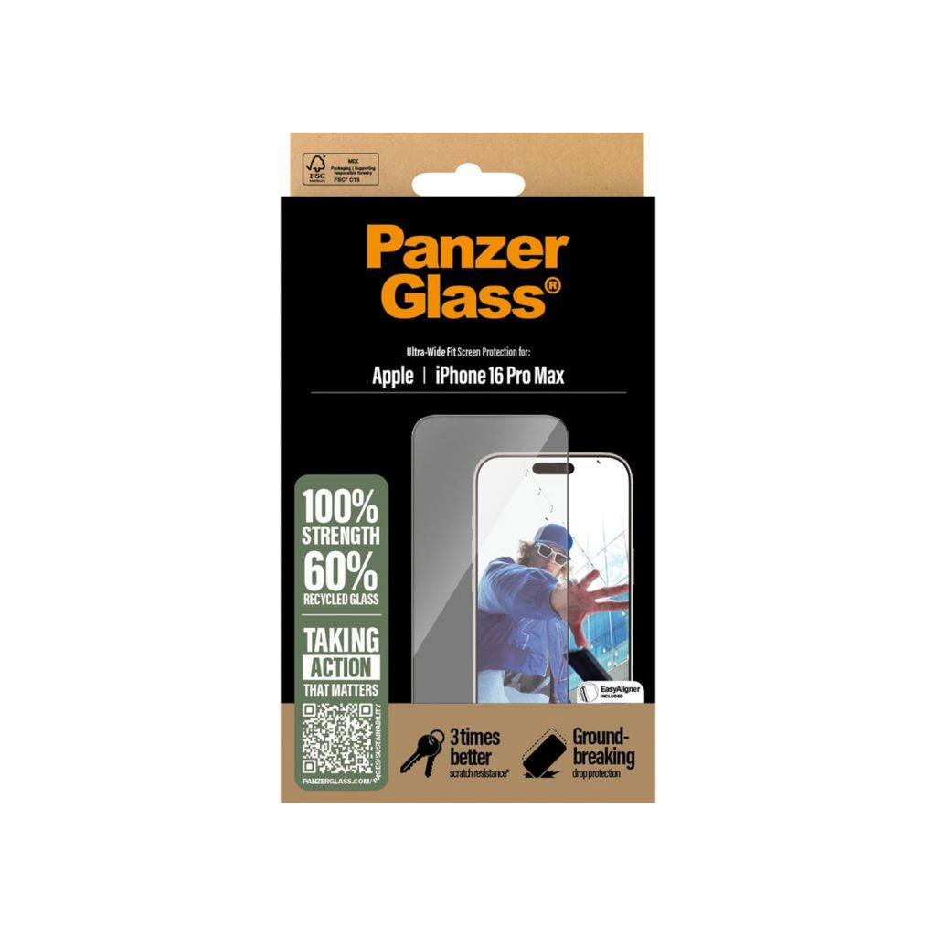 PanzerGlass Ultra-Wide Fit Anti-Bacterial Screenprotector Apple iPhone 16 Pro Max