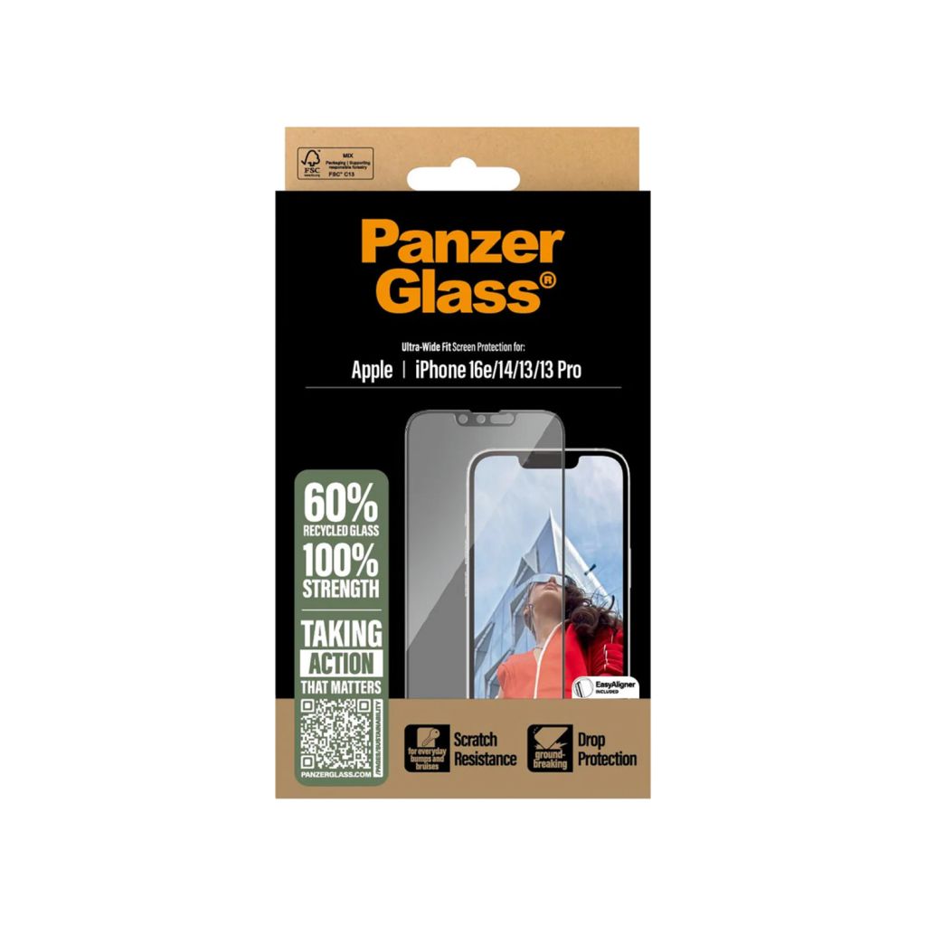 PanzerGlass Ultra-Wide Fit Anti-Bacterial Screenprotector incl. applicator Apple iPhone 13 / 13 Pro / 14 / 16e