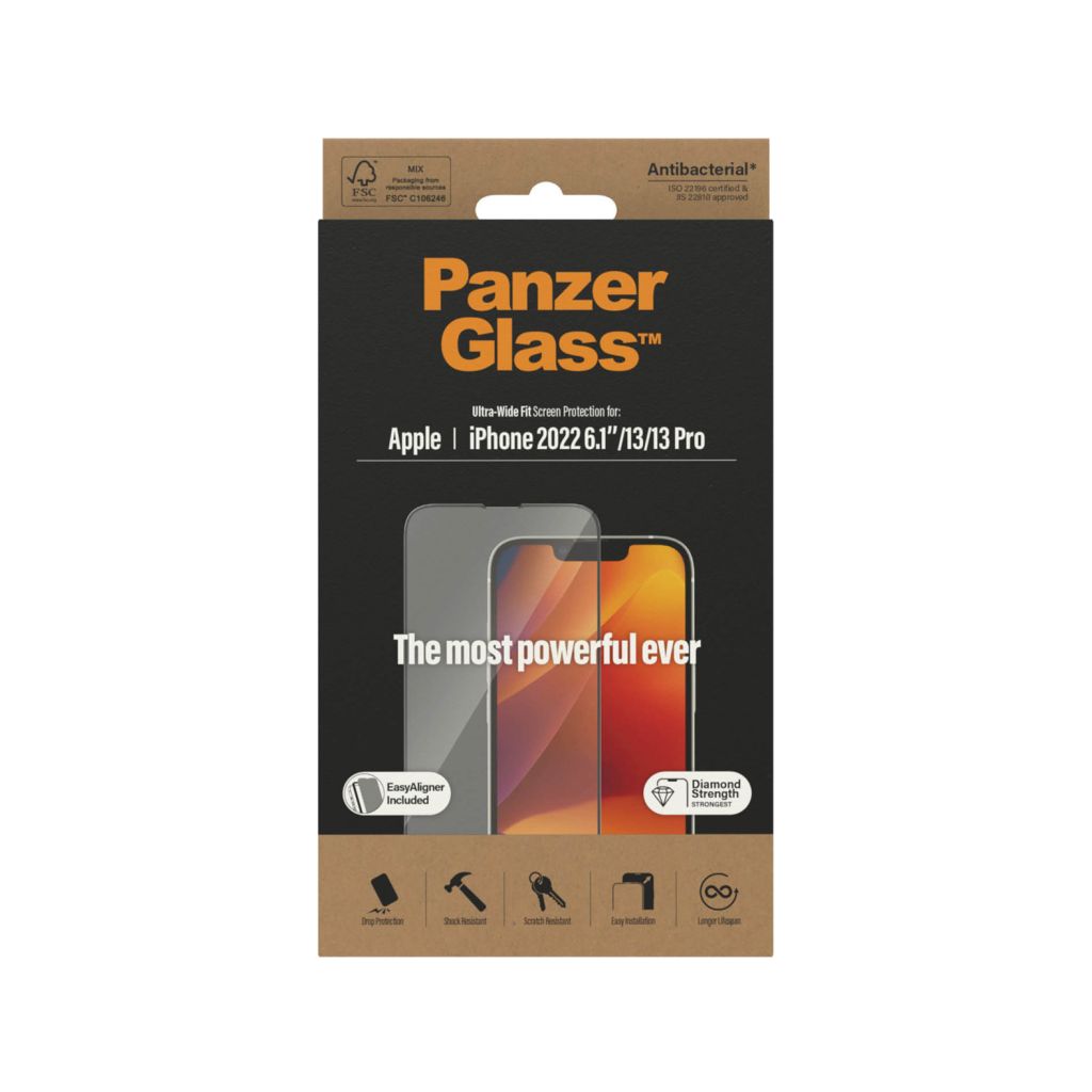 PanzerGlass Ultra-Wide Fit Anti-Bacterial Screenprotector incl. applicator Apple iPhone 14