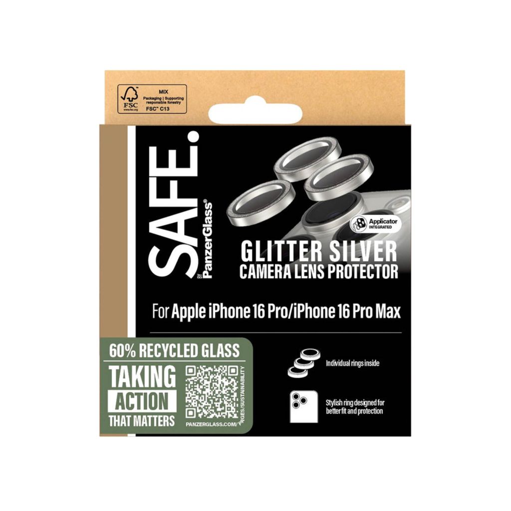 SAFE by PanzerGlass Camera Lens Protector Apple iPhone 16 Pro / 16 Pro Max - Glitter Silver