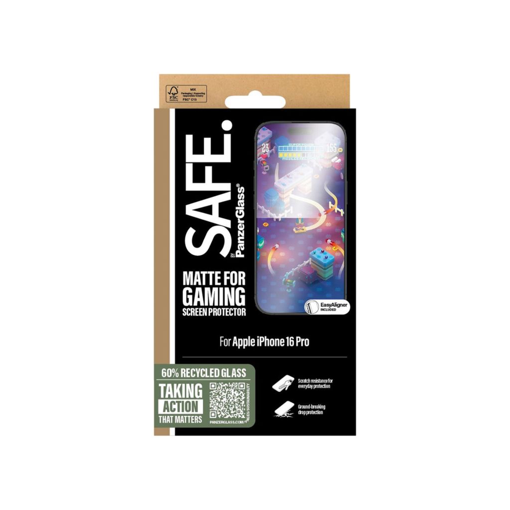 SAFE by PanzerGlass Gaming Screenprotector Ultra Wide Fit met applicator Apple iPhone 16 Pro