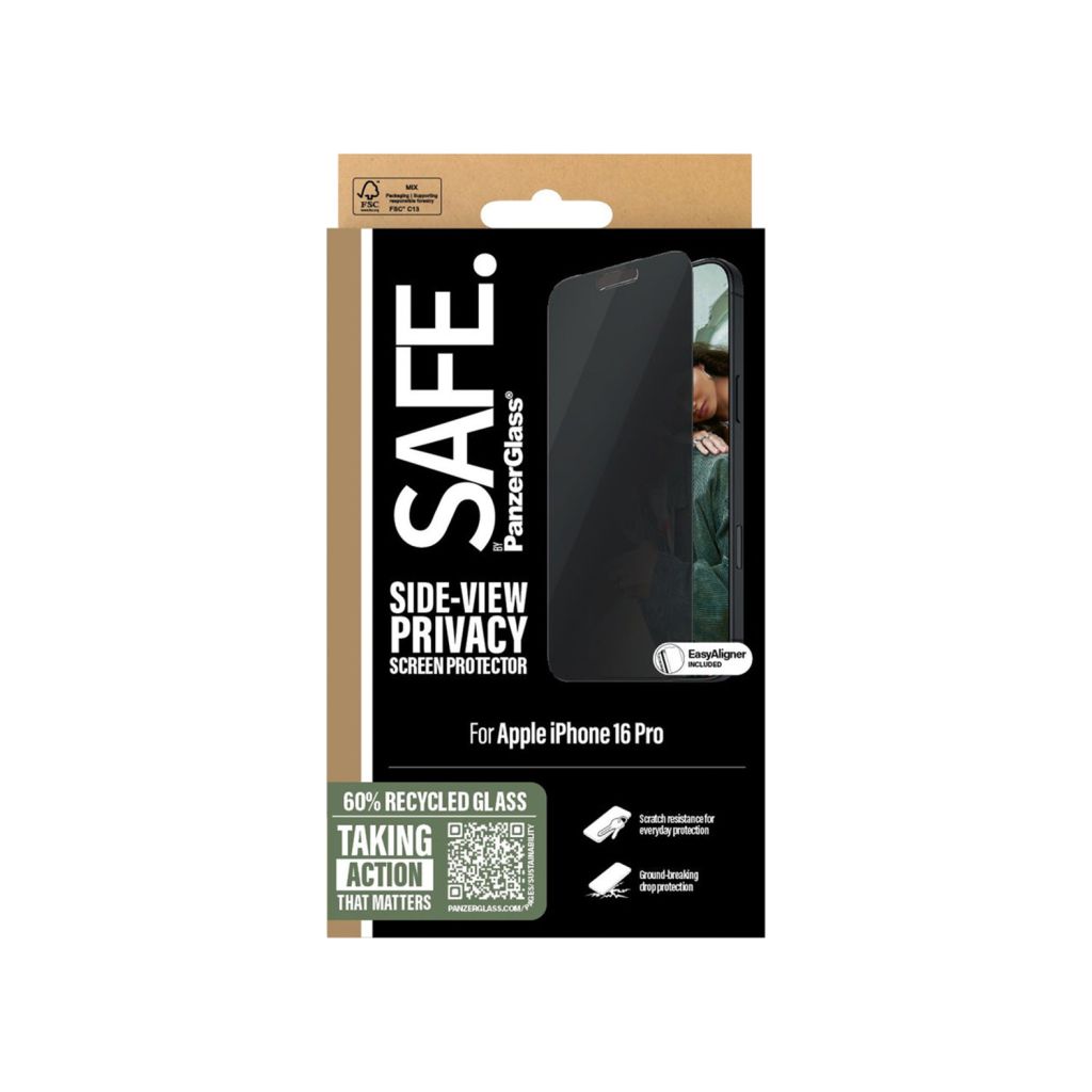 SAFE by PanzerGlass Privacy Screenprotector Ultra Wide Fit met applicator Apple iPhone 16 Pro