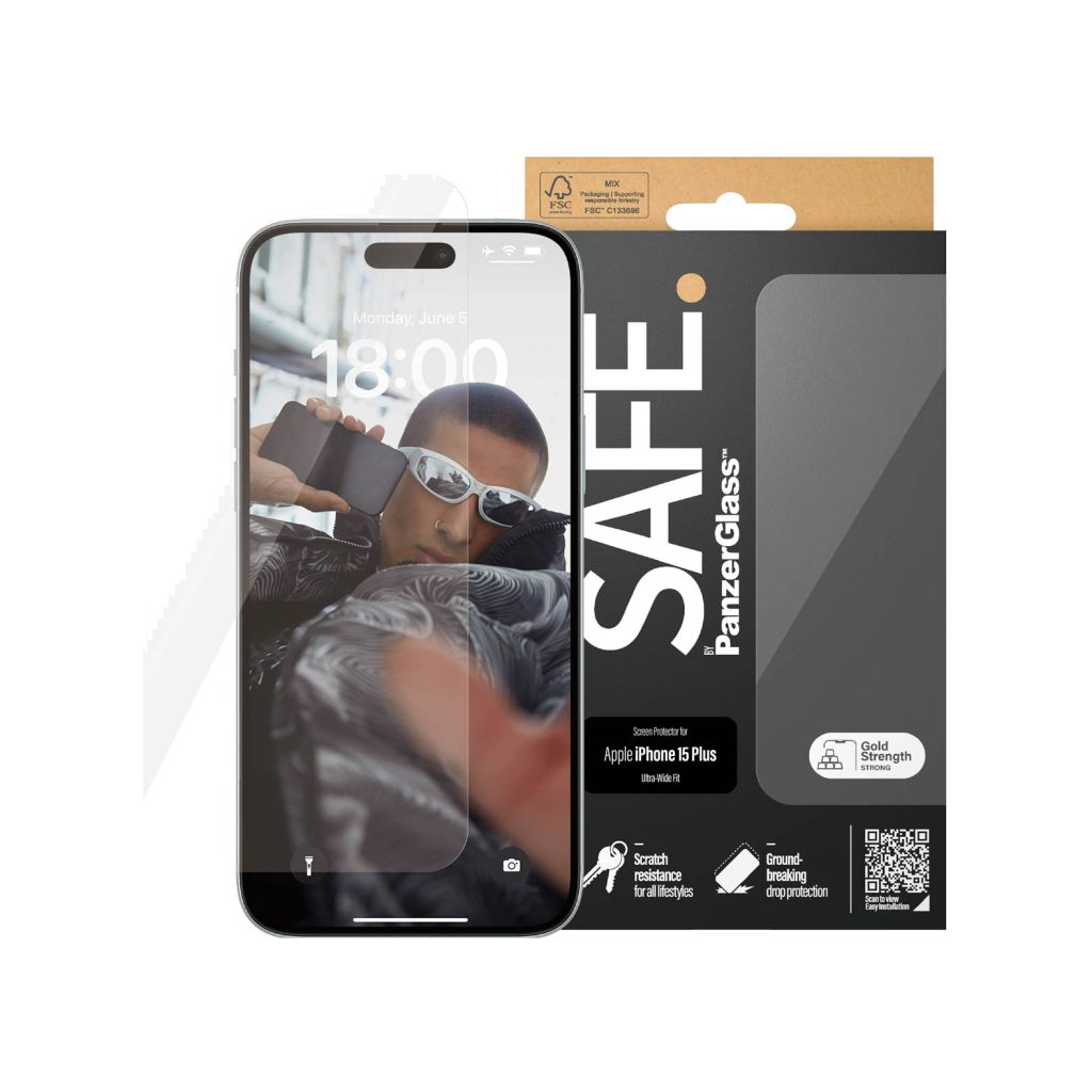 SAFE by PanzerGlass Ultra-Wide Fit Screenprotector Apple iPhone 15 Plus