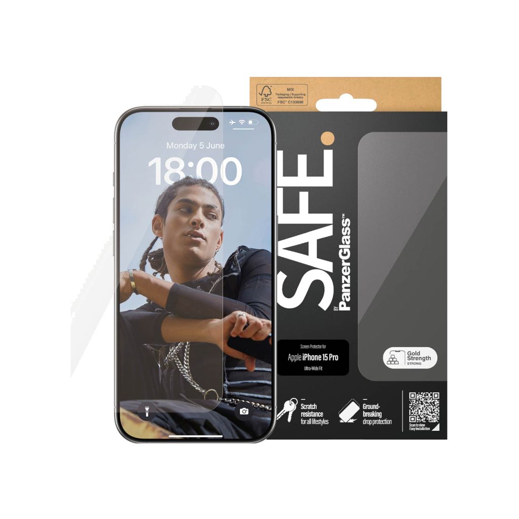 SAFE by PanzerGlass Ultra-Wide Fit Screenprotector Apple iPhone 15 Pro