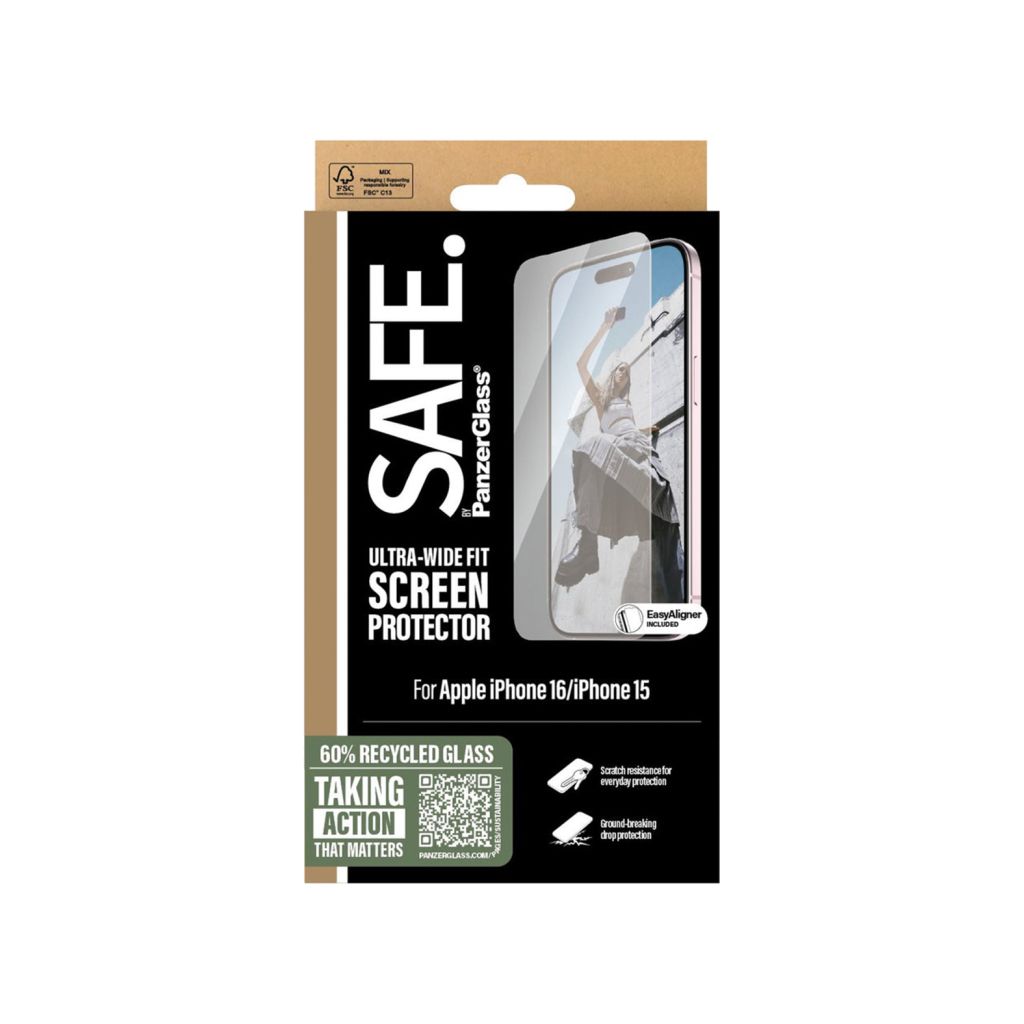 SAFE by PanzerGlass Ultra-Wide Fit Screenprotector Apple iPhone 16