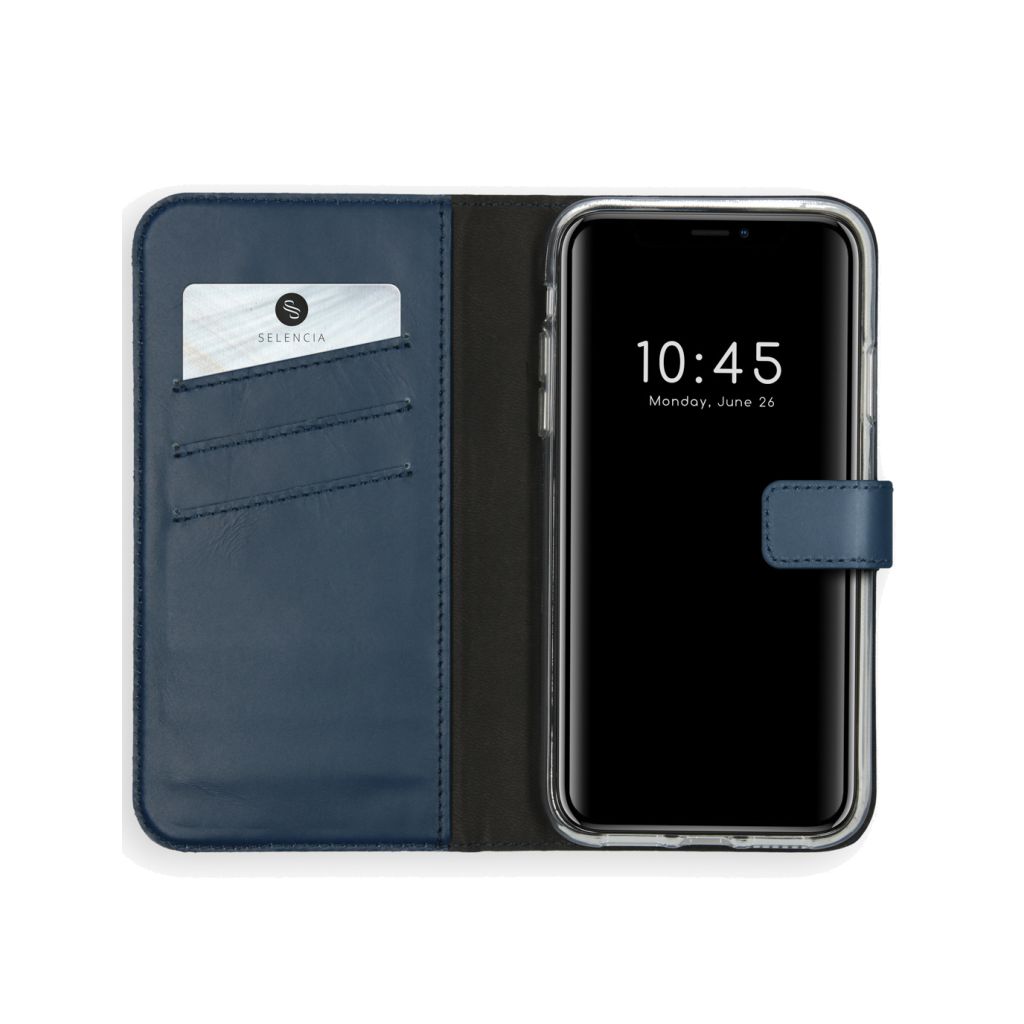 Selencia Echt Lederen Bookcase Apple iPhone 11 - Blauw
