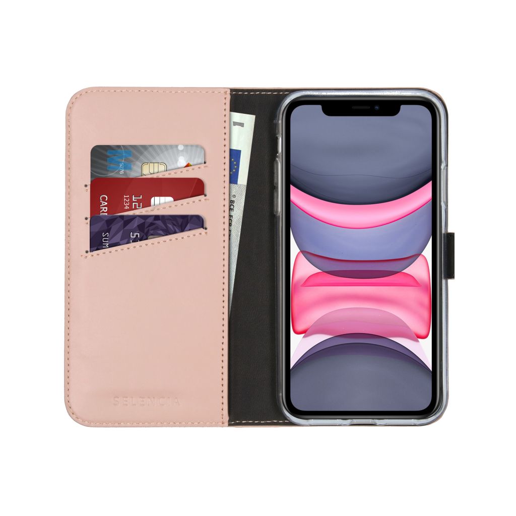 Selencia Echt Lederen Bookcase Apple iPhone 11 - Roze