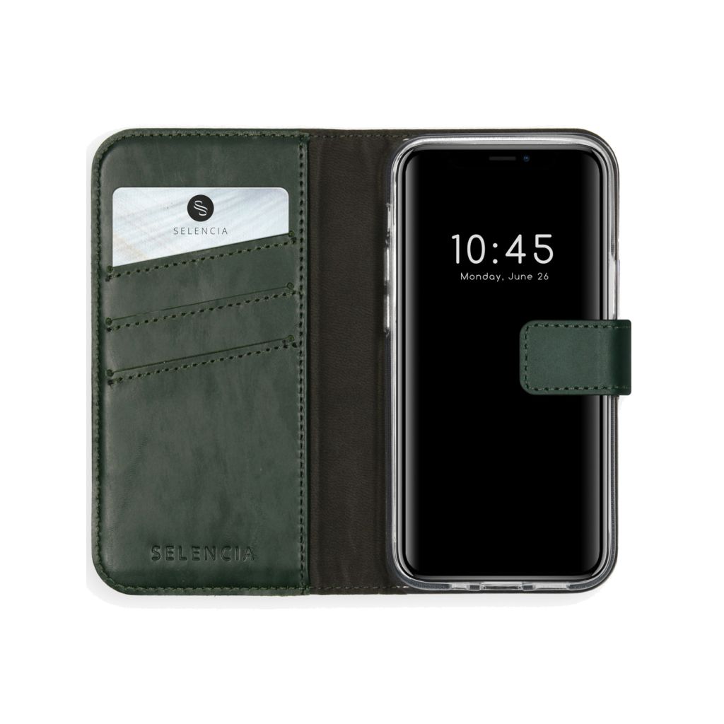 Selencia Echt Lederen Bookcase Apple iPhone 12 Mini - Groen