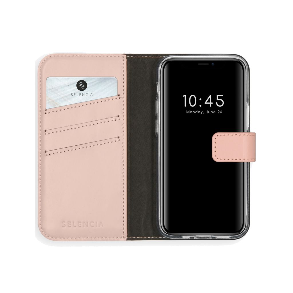 Selencia Echt Lederen Bookcase Apple iPhone 12 Mini - Roze