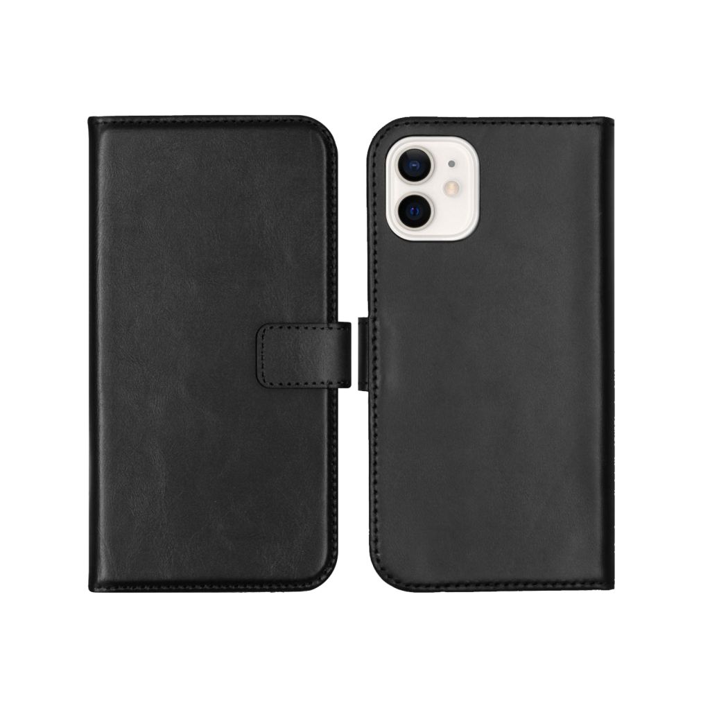Selencia Echt Lederen Bookcase Apple iPhone 12 Mini - Zwart