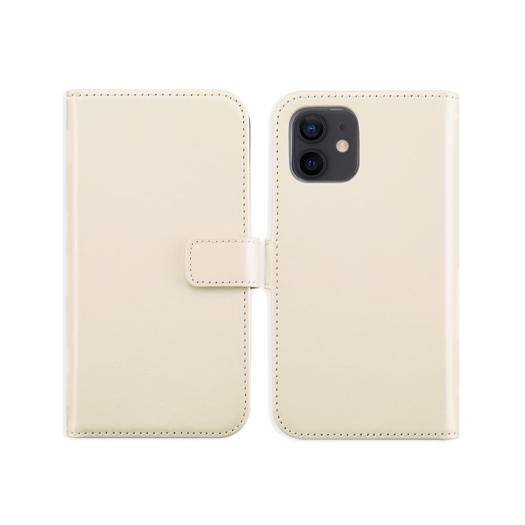 Selencia Echt Lederen Bookcase Apple iPhone 12 (Pro) - Greige