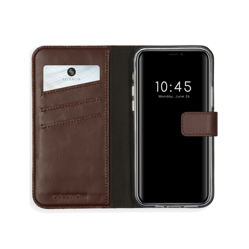 Selencia Echt Lederen Bookcase Apple iPhone 12 Pro Max - Bruin