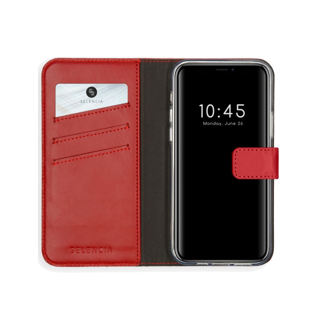 Selencia Echt Lederen Bookcase Apple iPhone 12 Pro Max - Rood