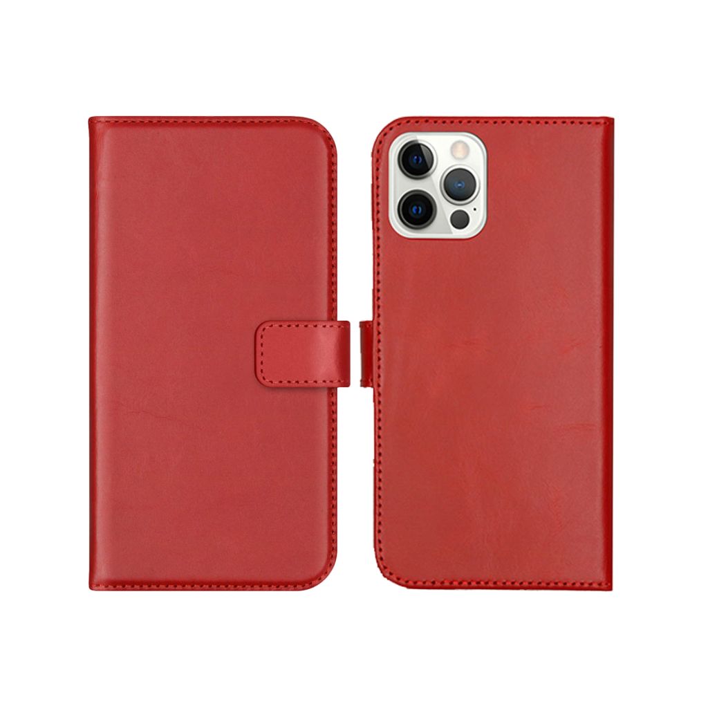 Selencia Echt Lederen Bookcase Apple iPhone 12 (Pro) - Rood