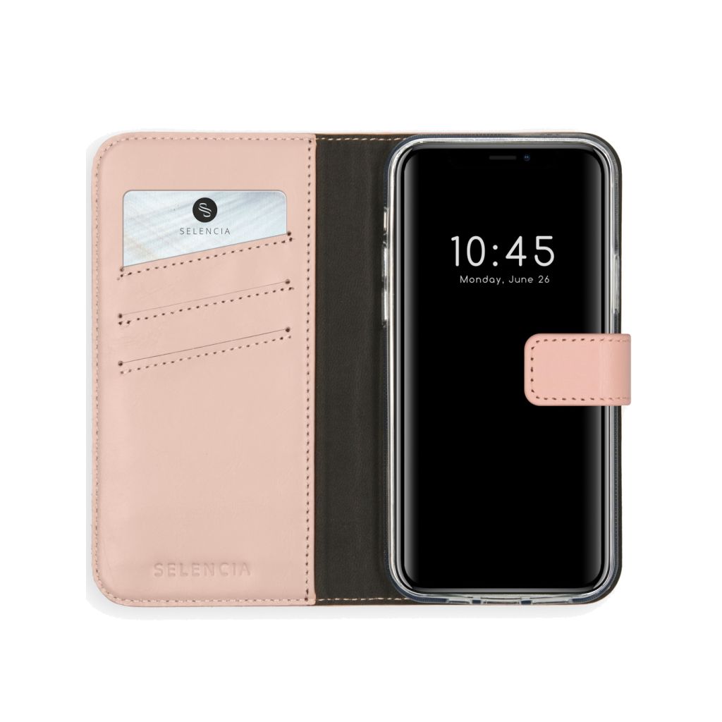 Selencia Echt Lederen Bookcase Apple iPhone 12 (Pro) - Roze