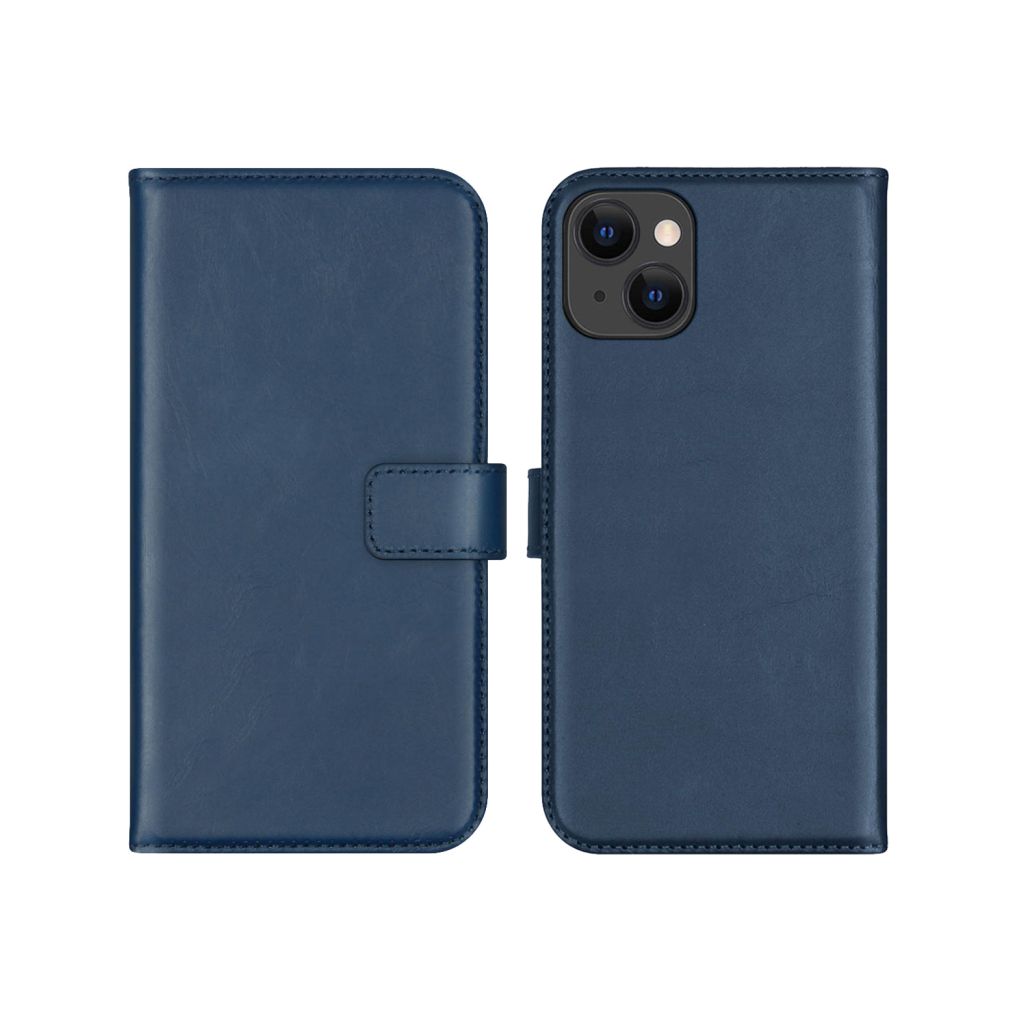 Selencia Echt Lederen Bookcase Apple iPhone 13 - Blauw