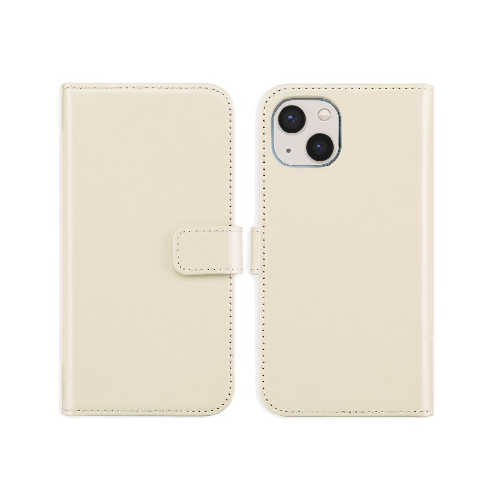 Selencia Echt Lederen Bookcase Apple iPhone 13 - Greige