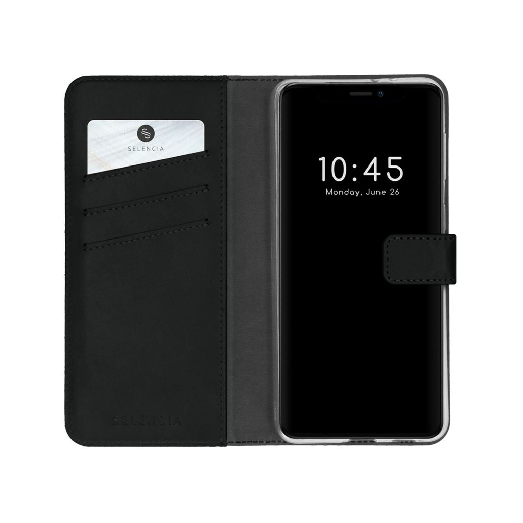 Selencia Echt Lederen Bookcase Apple iPhone 13 Mini - Zwart