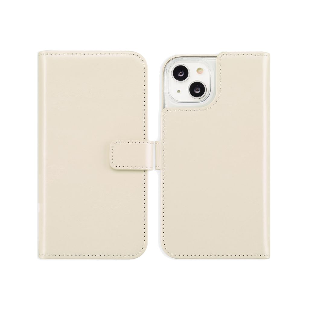 Selencia Echt Lederen Bookcase Apple iPhone 14 - Greige