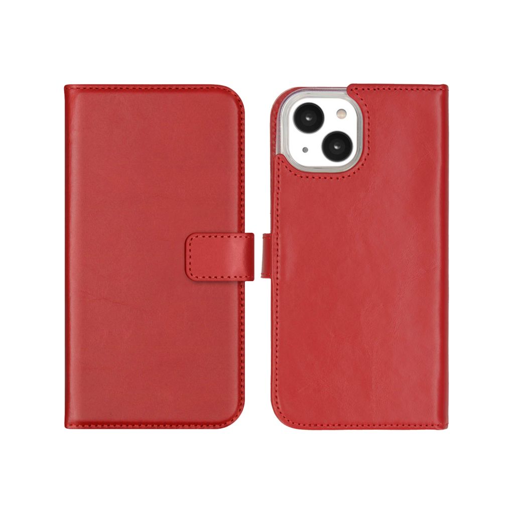 Selencia Echt Lederen Bookcase Apple iPhone 14 - Rood