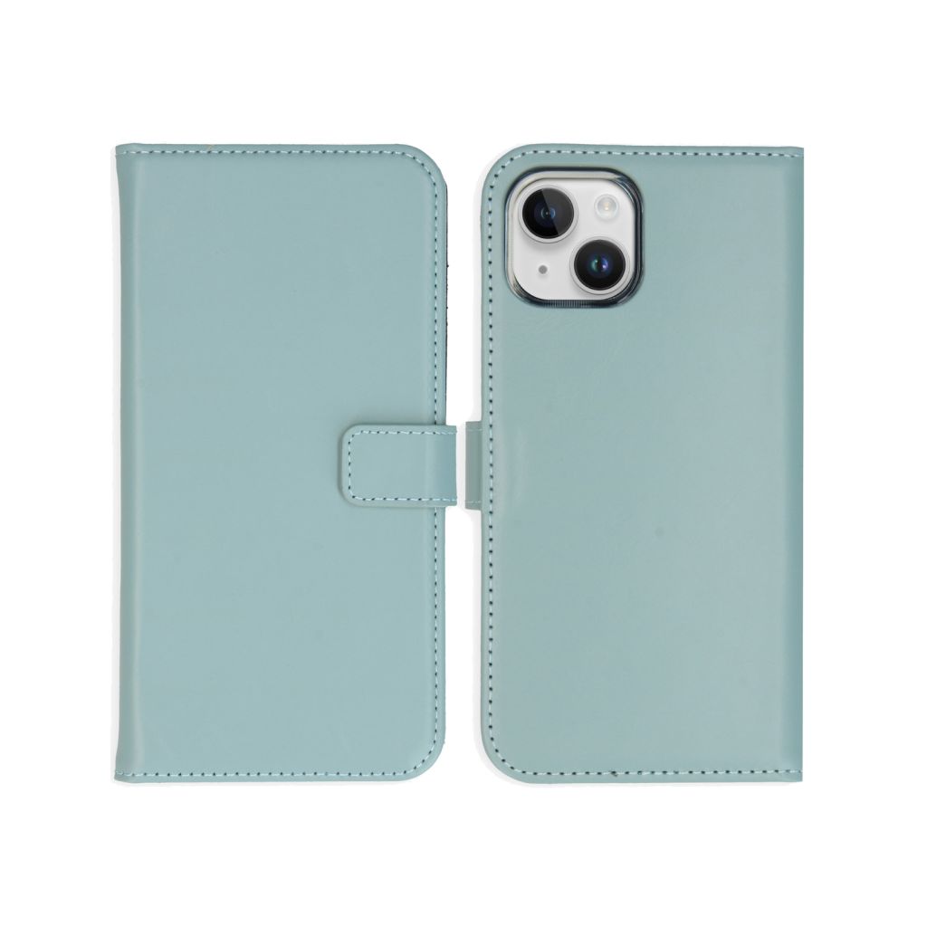 Selencia Echt Lederen Bookcase Apple iPhone 15 - Air Blue