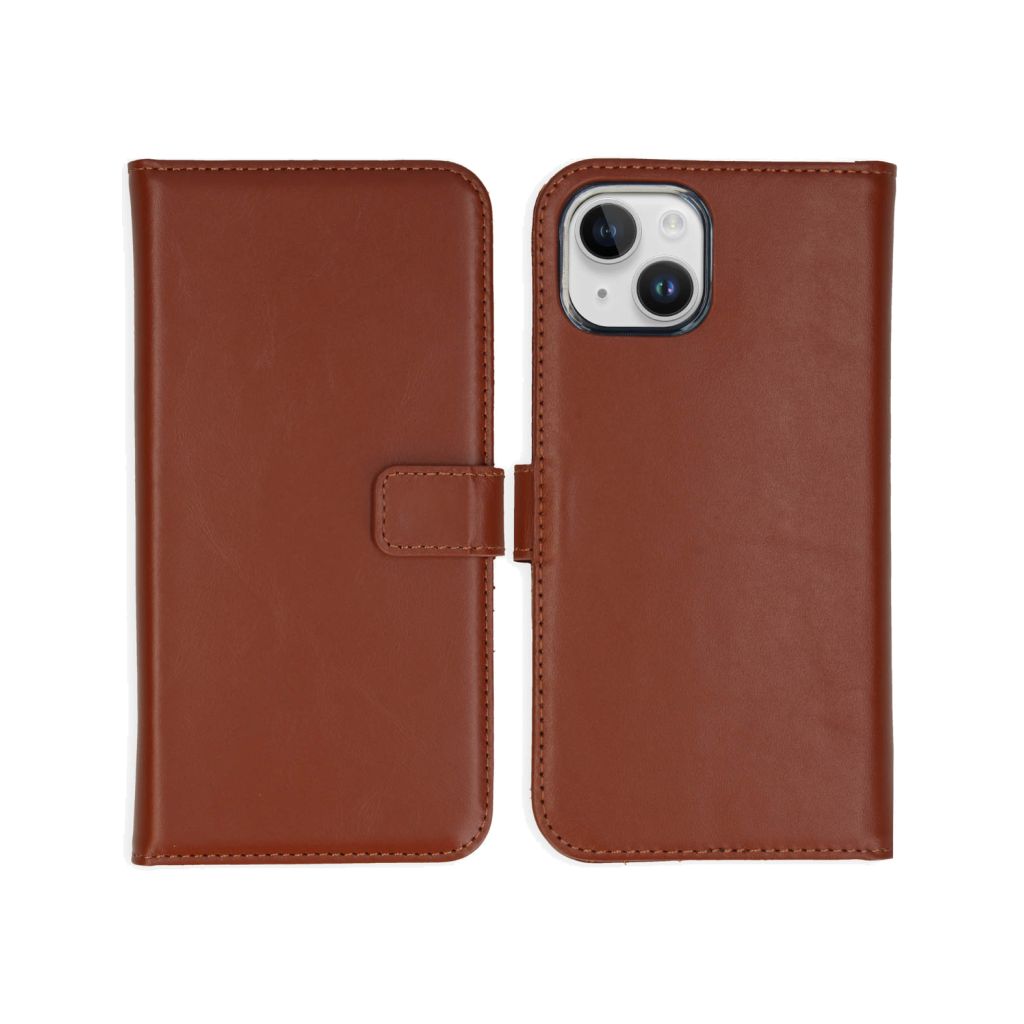Selencia Echt Lederen Bookcase Apple iPhone 15 - Lichtbruin