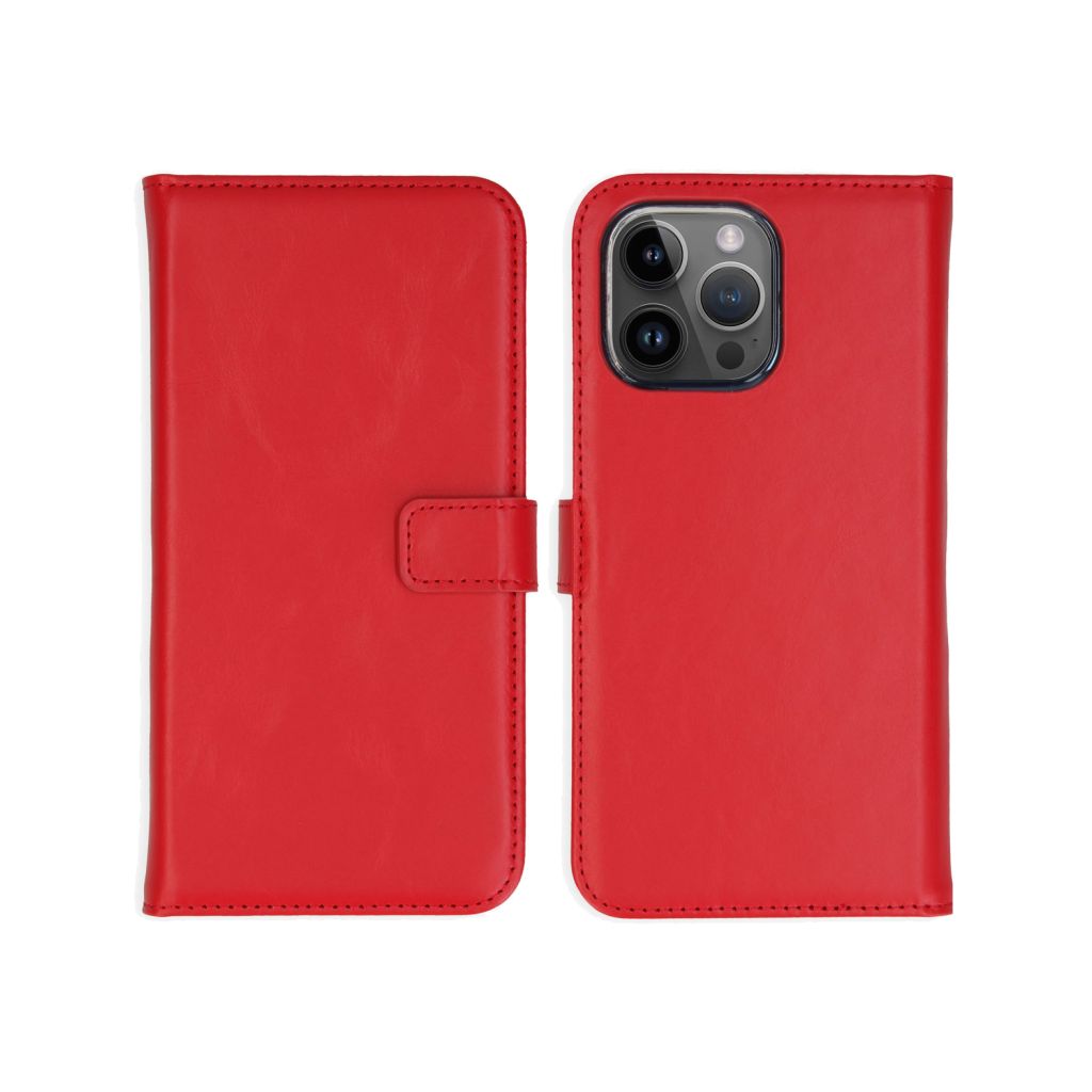 Selencia Echt Lederen Bookcase Apple iPhone 15 Pro Max - Rood