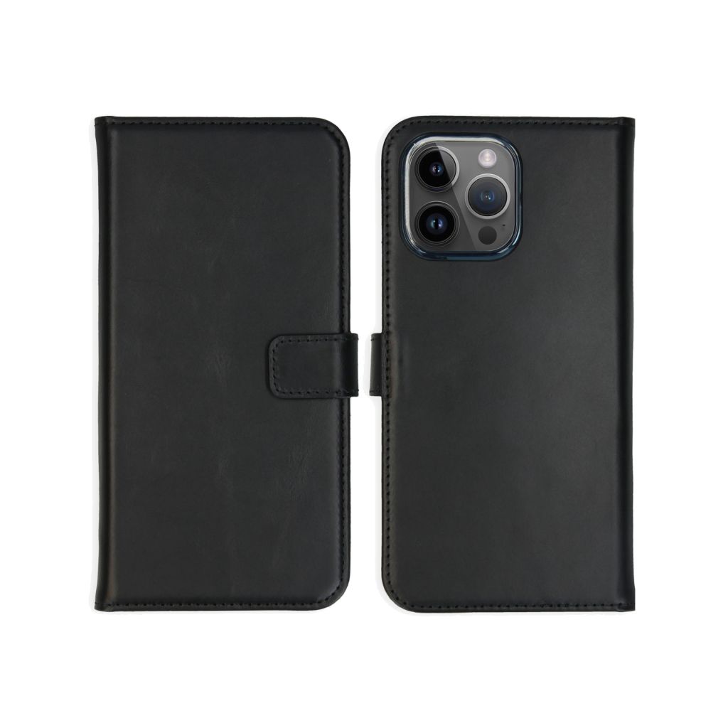 Selencia Echt Lederen Bookcase Apple iPhone 15 Pro Max - Zwart