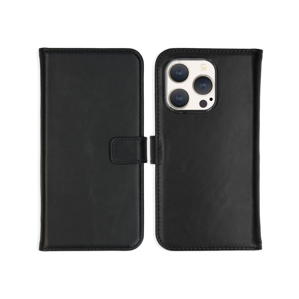 Selencia Echt Lederen Bookcase Apple iPhone 15 Pro - Zwart