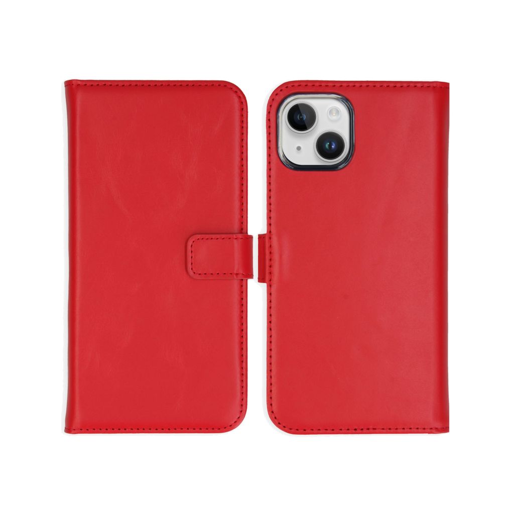 Selencia Echt Lederen Bookcase Apple iPhone 15 - Rood