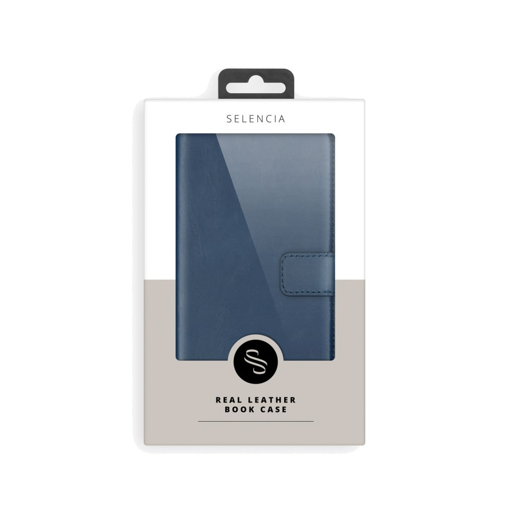 Selencia Echt Lederen Bookcase Apple iPhone 16e - Blauw / Blue
