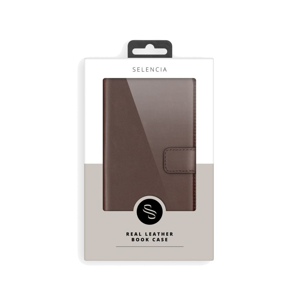 Selencia Echt Lederen Bookcase Apple iPhone 16e - Bruin