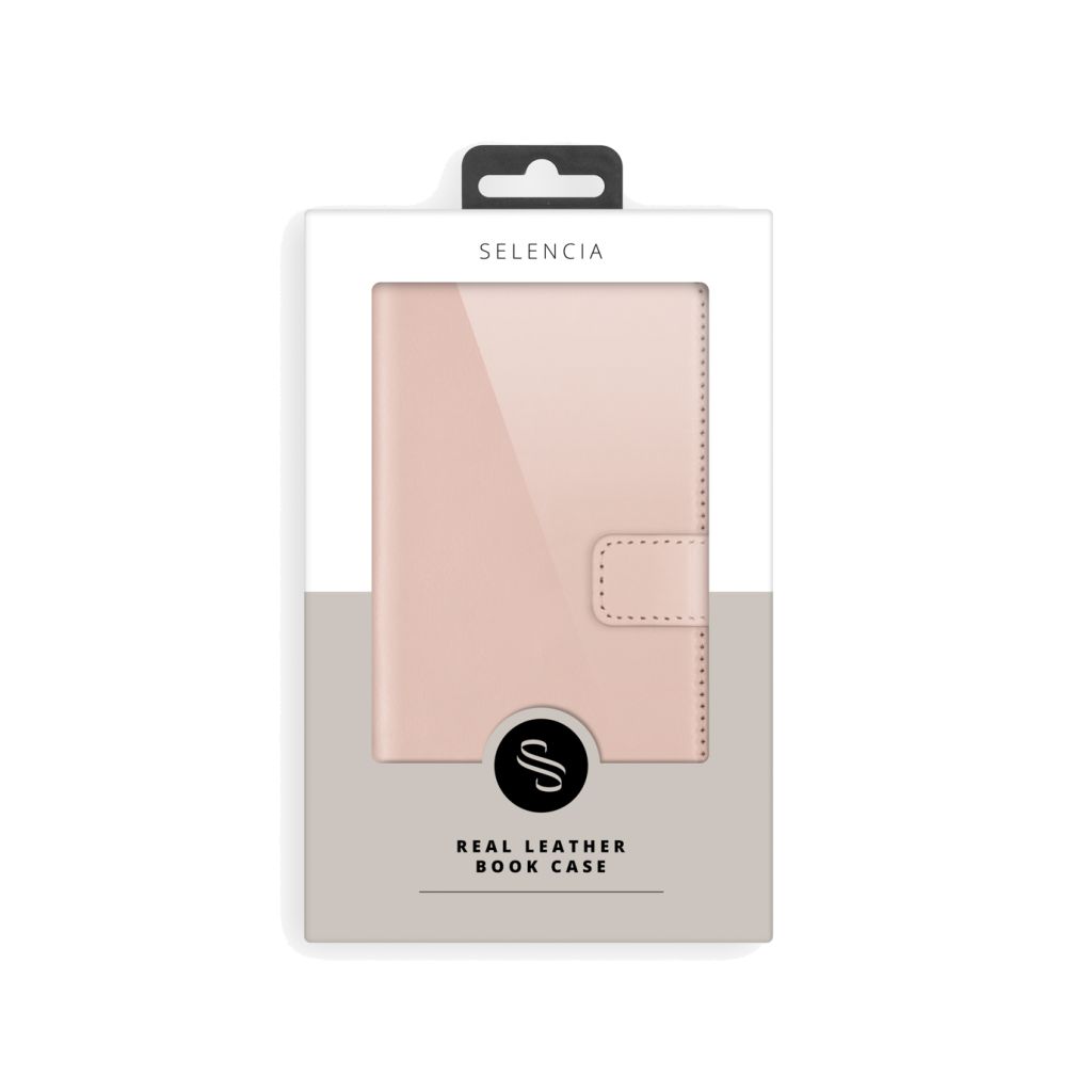Selencia Echt Lederen Bookcase Apple iPhone 16e - Dusty Pink