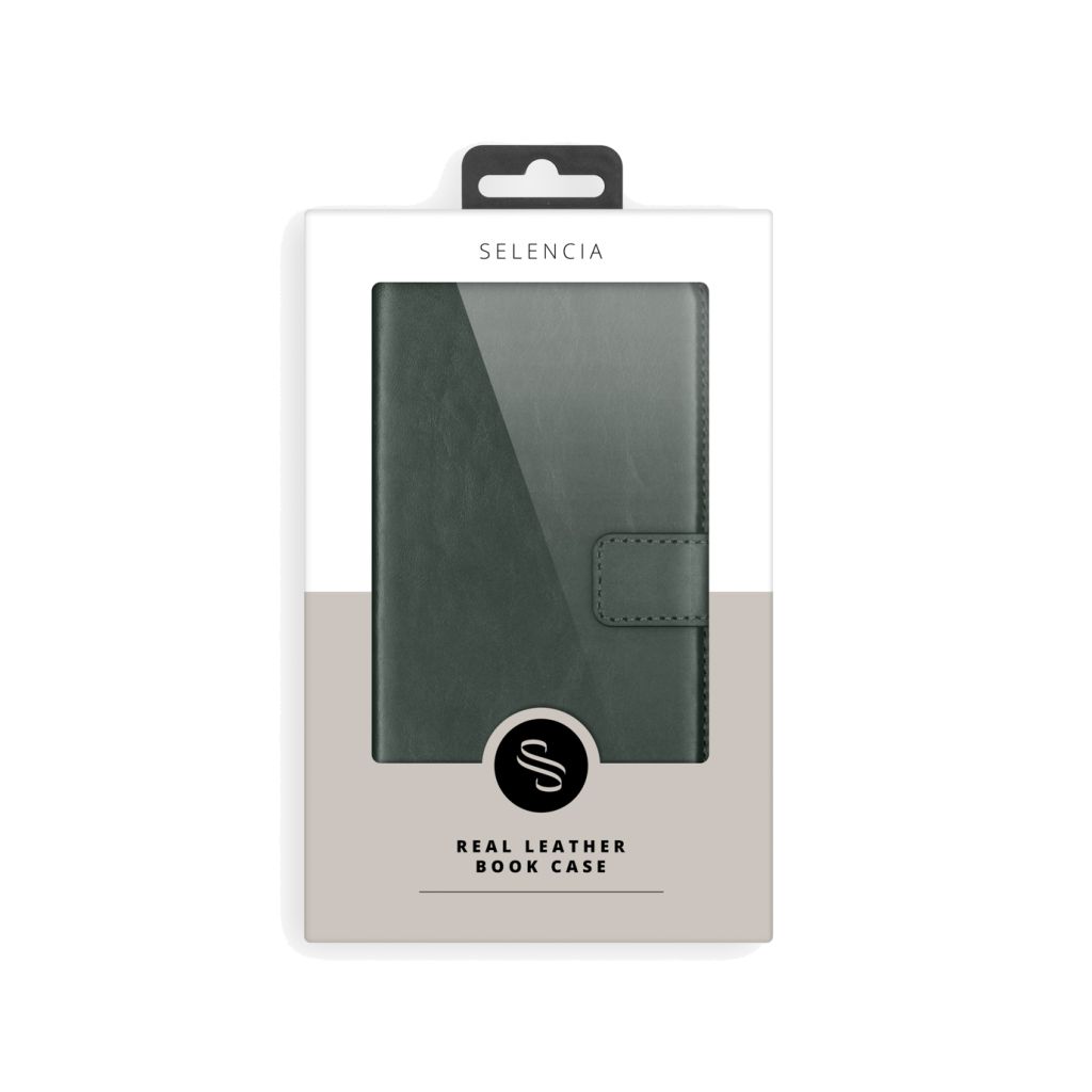 Selencia Echt Lederen Bookcase Apple iPhone 16e - Groen