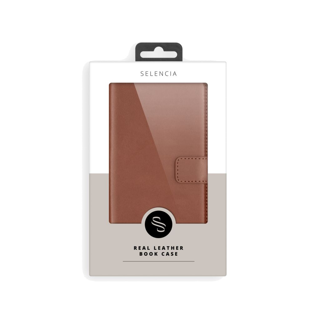 Selencia Echt Lederen Bookcase Apple iPhone 16e - Lichtbruin
