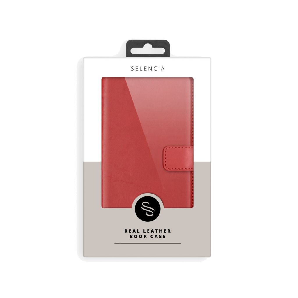 Selencia Echt Lederen Bookcase Apple iPhone 16e - Rood