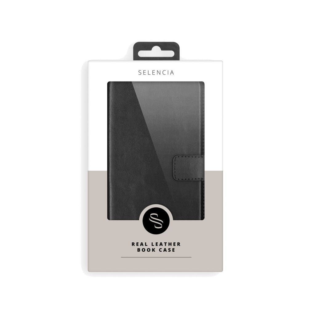 Selencia Echt Lederen Bookcase Apple iPhone 16e - Zwart