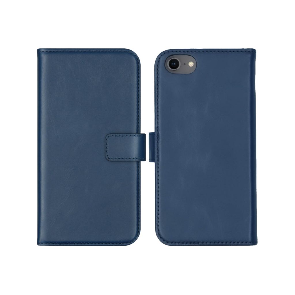 Selencia Echt Lederen Bookcase Apple iPhone SE (2022 / 2020) / 8 / 7 / 6(s) - Blauw