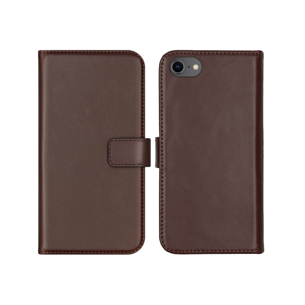 Selencia Echt Lederen Bookcase Apple iPhone SE (2022 / 2020) / 8 / 7 / 6(s) - Bruin
