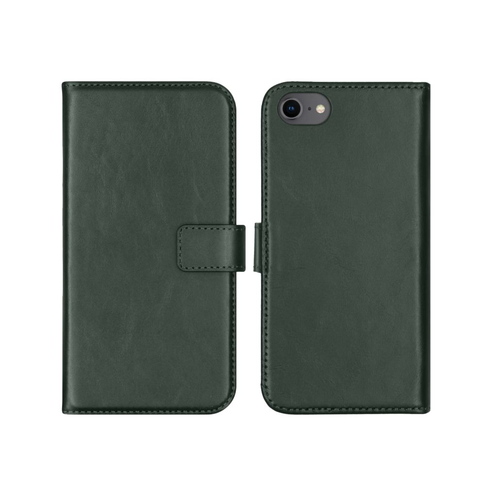 Selencia Echt Lederen Bookcase Apple iPhone SE (2022 / 2020) / 8 / 7 / 6(s) - Groen