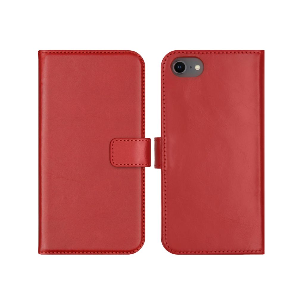 Selencia Echt Lederen Bookcase Apple iPhone SE (2022 / 2020) / 8 / 7 / 6(s) - Rood